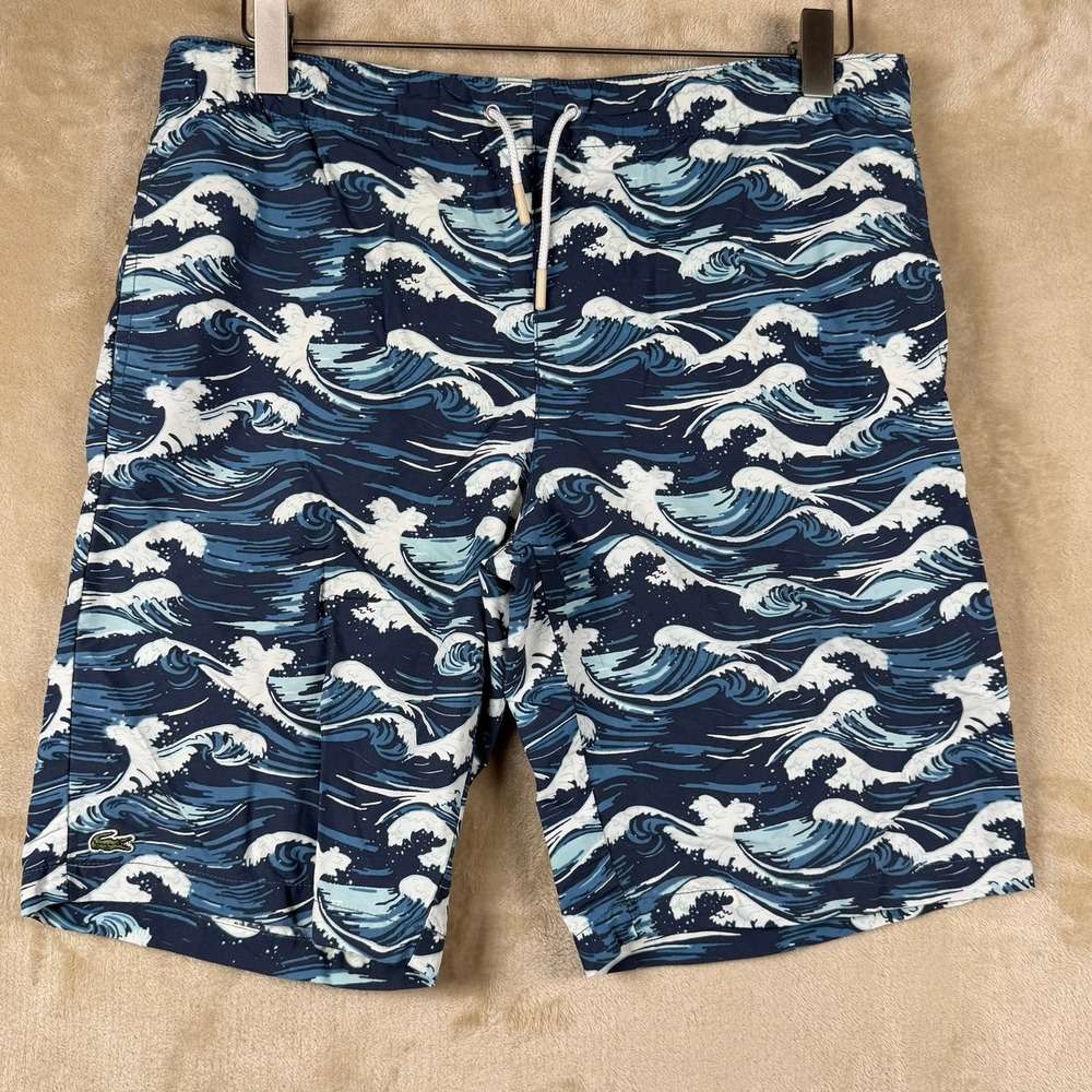 Lacoste‎ Boys Blue Wave Print Swim Trunks Board Shorts Size 12 152cm